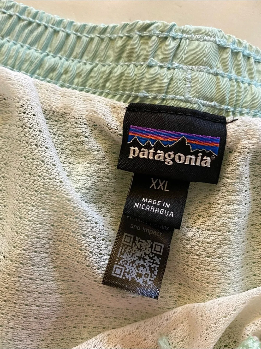 Patagonia Swim Trunks Shorts Mens Size XXL Light Green Swimsuit Beach Vacation